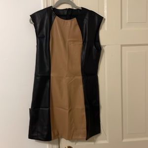 Shein Apperloth A Two Tone Slit Hem PU Leather Dress Size XL